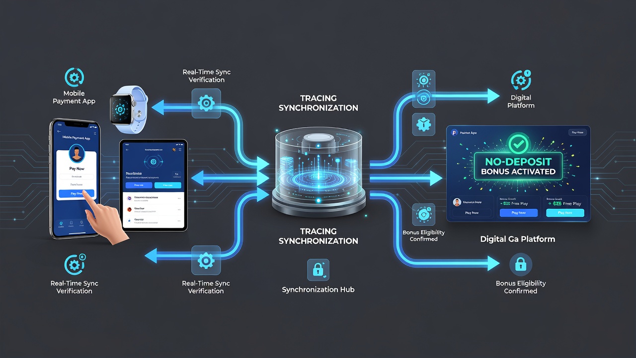 Technical diagram showing payment gateway connected to gaming bonus engine with timestamp logs